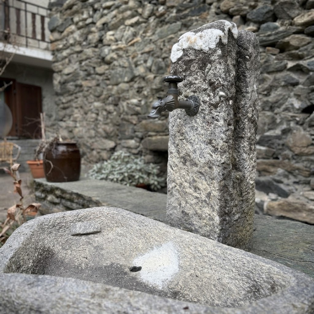 Fontana del borgo con beccuccio d'epoca scolpito